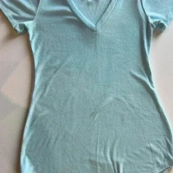 CHASER blue terry v neck shirt size small - Picture 3 of 8